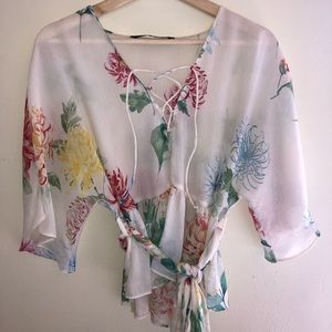 Zara floral blouse